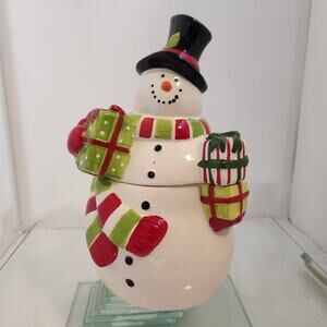 Vintage Christmas Snow man Cookie Jar by Benevolence